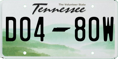 TN license plate D0480W