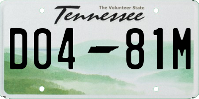 TN license plate D0481M
