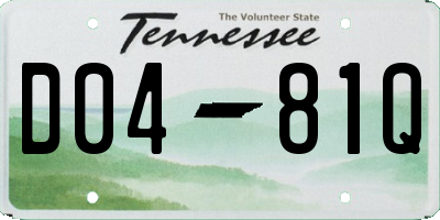 TN license plate D0481Q
