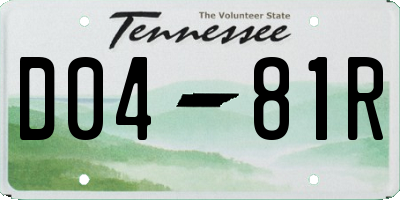 TN license plate D0481R