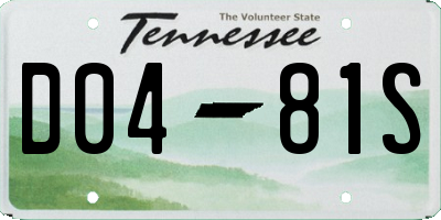 TN license plate D0481S