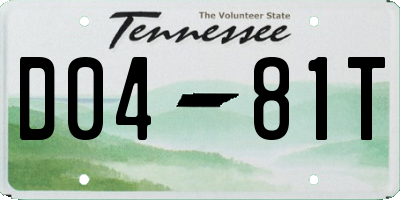TN license plate D0481T