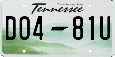 TN license plate D0481U