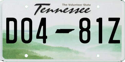 TN license plate D0481Z