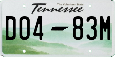 TN license plate D0483M