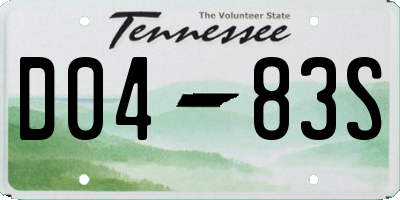 TN license plate D0483S