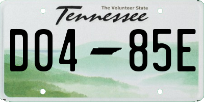 TN license plate D0485E
