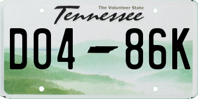 TN license plate D0486K