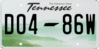 TN license plate D0486W