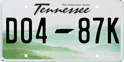TN license plate D0487K