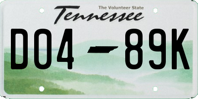 TN license plate D0489K