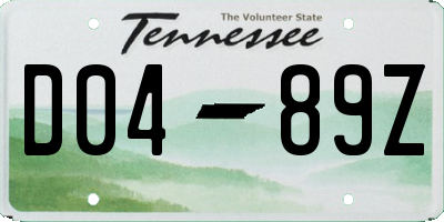 TN license plate D0489Z