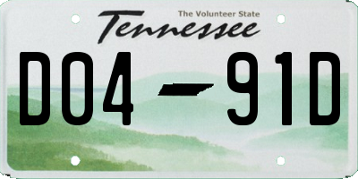 TN license plate D0491D