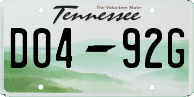 TN license plate D0492G