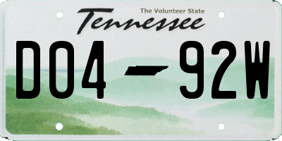 TN license plate D0492W