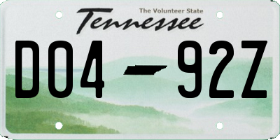 TN license plate D0492Z