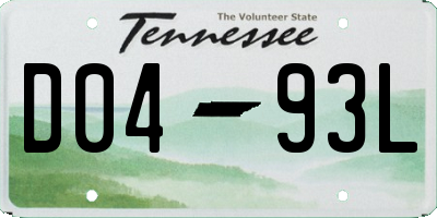 TN license plate D0493L