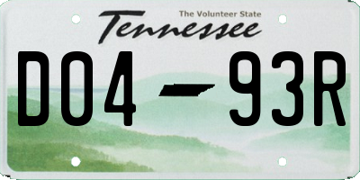 TN license plate D0493R