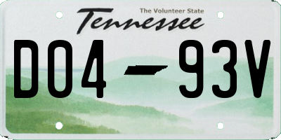 TN license plate D0493V