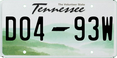 TN license plate D0493W