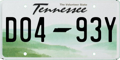 TN license plate D0493Y