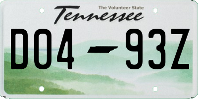 TN license plate D0493Z