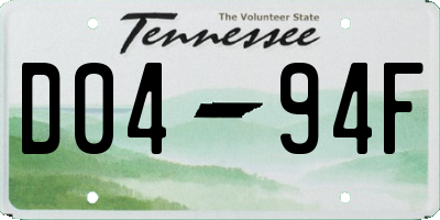 TN license plate D0494F