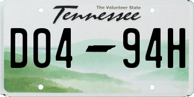 TN license plate D0494H