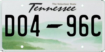 TN license plate D0496C