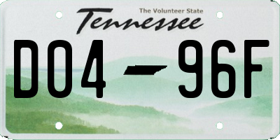 TN license plate D0496F