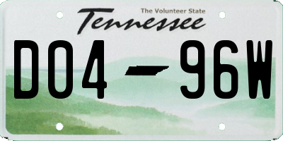 TN license plate D0496W