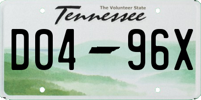 TN license plate D0496X