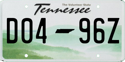 TN license plate D0496Z