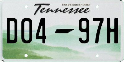 TN license plate D0497H
