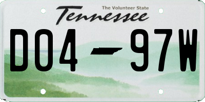 TN license plate D0497W