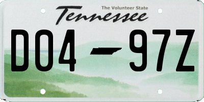 TN license plate D0497Z