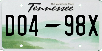 TN license plate D0498X