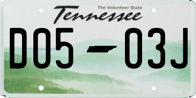 TN license plate D0503J