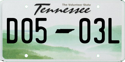 TN license plate D0503L