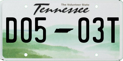 TN license plate D0503T