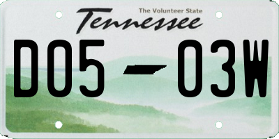 TN license plate D0503W