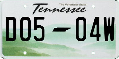TN license plate D0504W