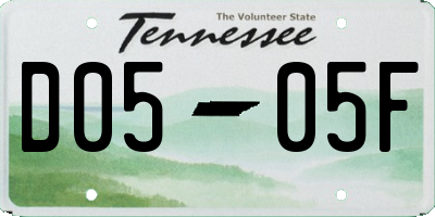 TN license plate D0505F