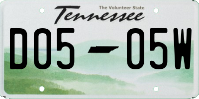 TN license plate D0505W