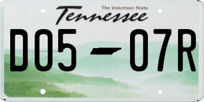 TN license plate D0507R