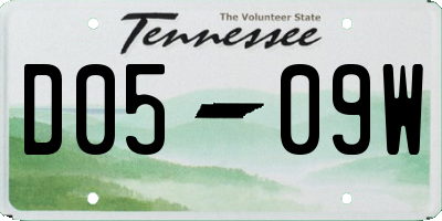 TN license plate D0509W