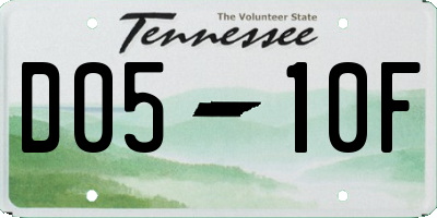TN license plate D0510F