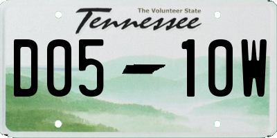 TN license plate D0510W