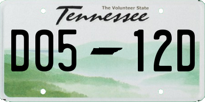 TN license plate D0512D