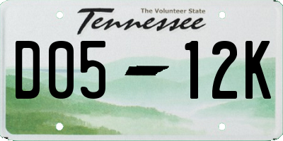 TN license plate D0512K